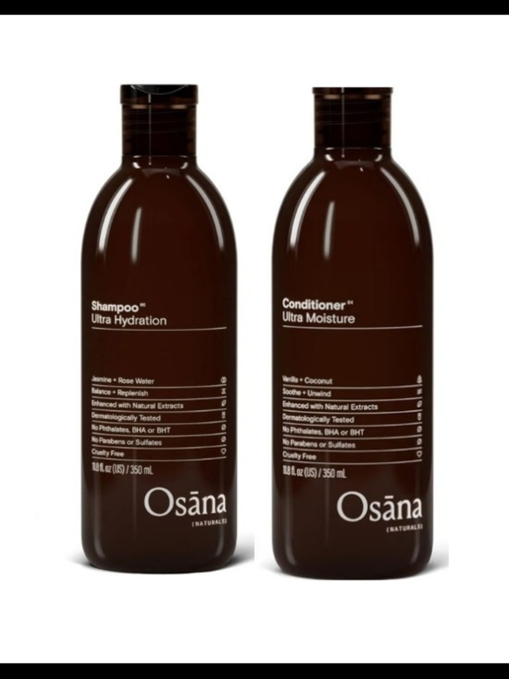 Osana Natural Shampoo Jasmine Rose Water Conditioner Vanilla Coconut Set  11.8oz